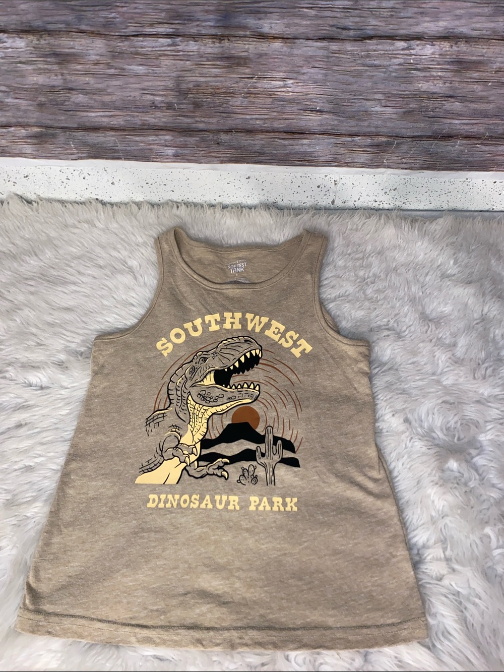 Jumping Beans Beige Southwest Dinosaur Park Graphic Tank Top